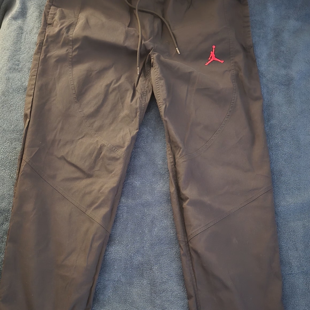 Jordan Men's Black Pants with Red Logo